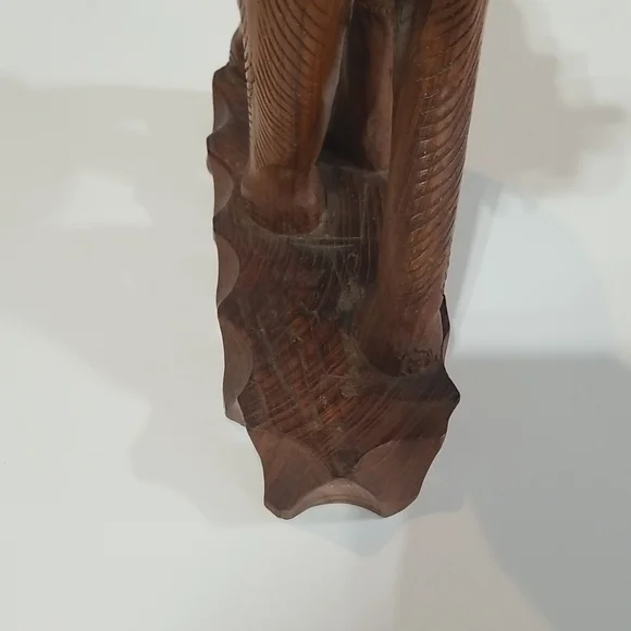 VINTAGE 14" Wooden Chunky Trunks Up Elephant on Attached Base - Picture 7 of 11